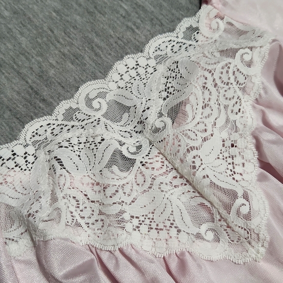 Vintage Union Made Lacey Lingerie Pink Chemise Slip Dress Nightgown - Picture 11 of 12